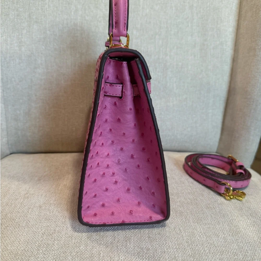Pink Ostrich-effect Handbag - Picture 6 of 11